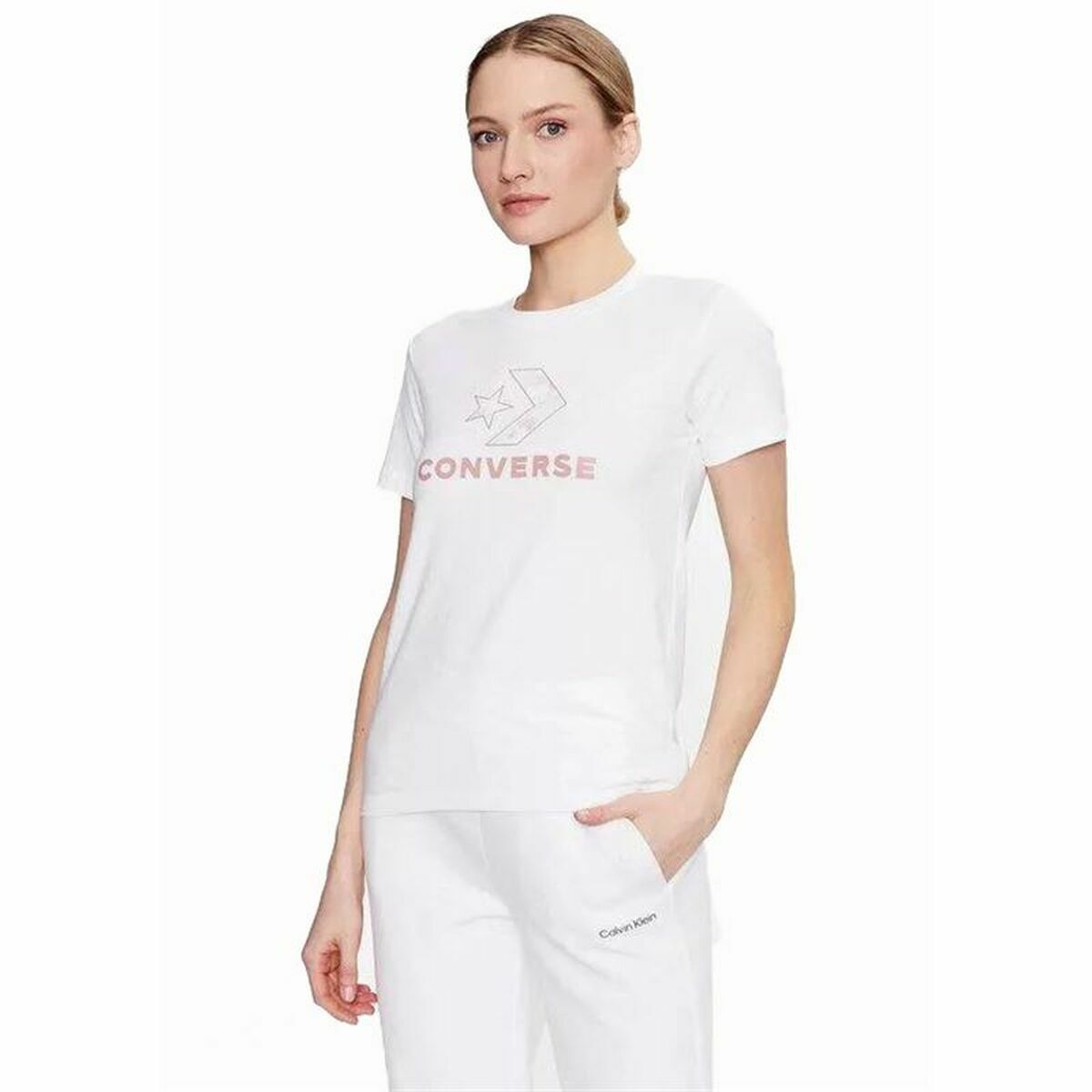 Women’s Short Sleeve T-Shirt Converse Seasonal Star Chevron White XS